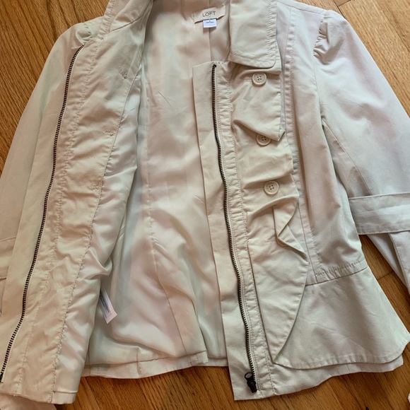 Loft Cream Ruffled Zip Up Jacket - Picture 4 of 4